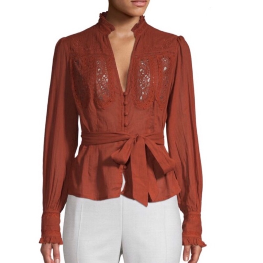 NWT Free People Sweet Memories Lace Detail Blouse